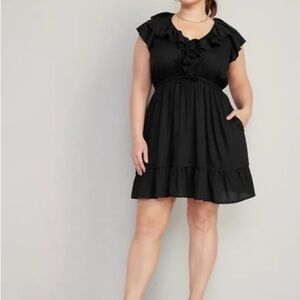Old Navy Black Ruffle-Trim Mini Dress 2X